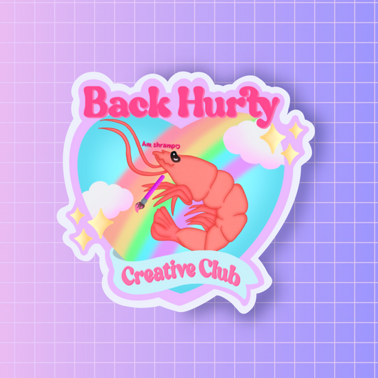 Back hurty creative club sticker