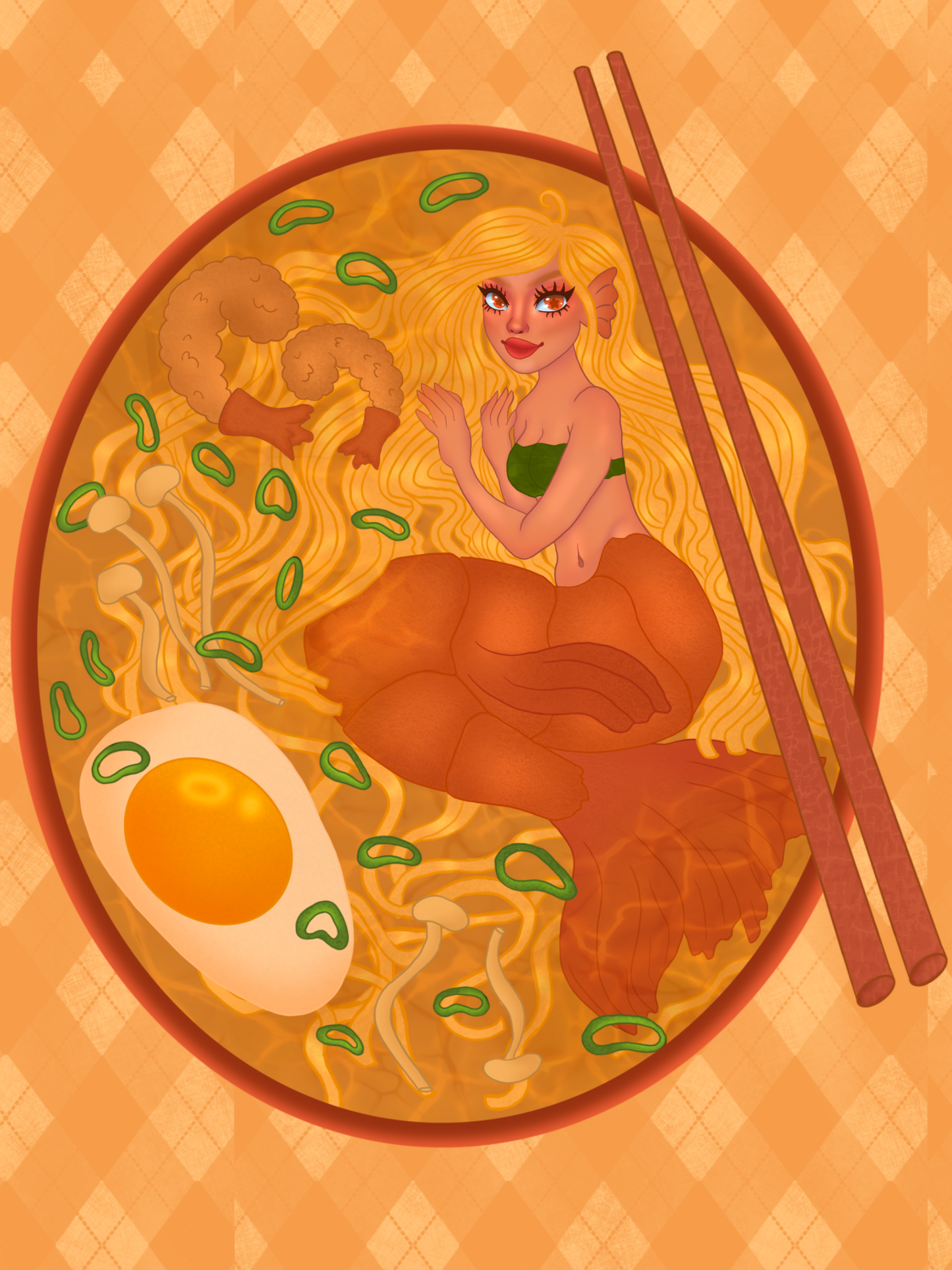 Shrimp ramen print