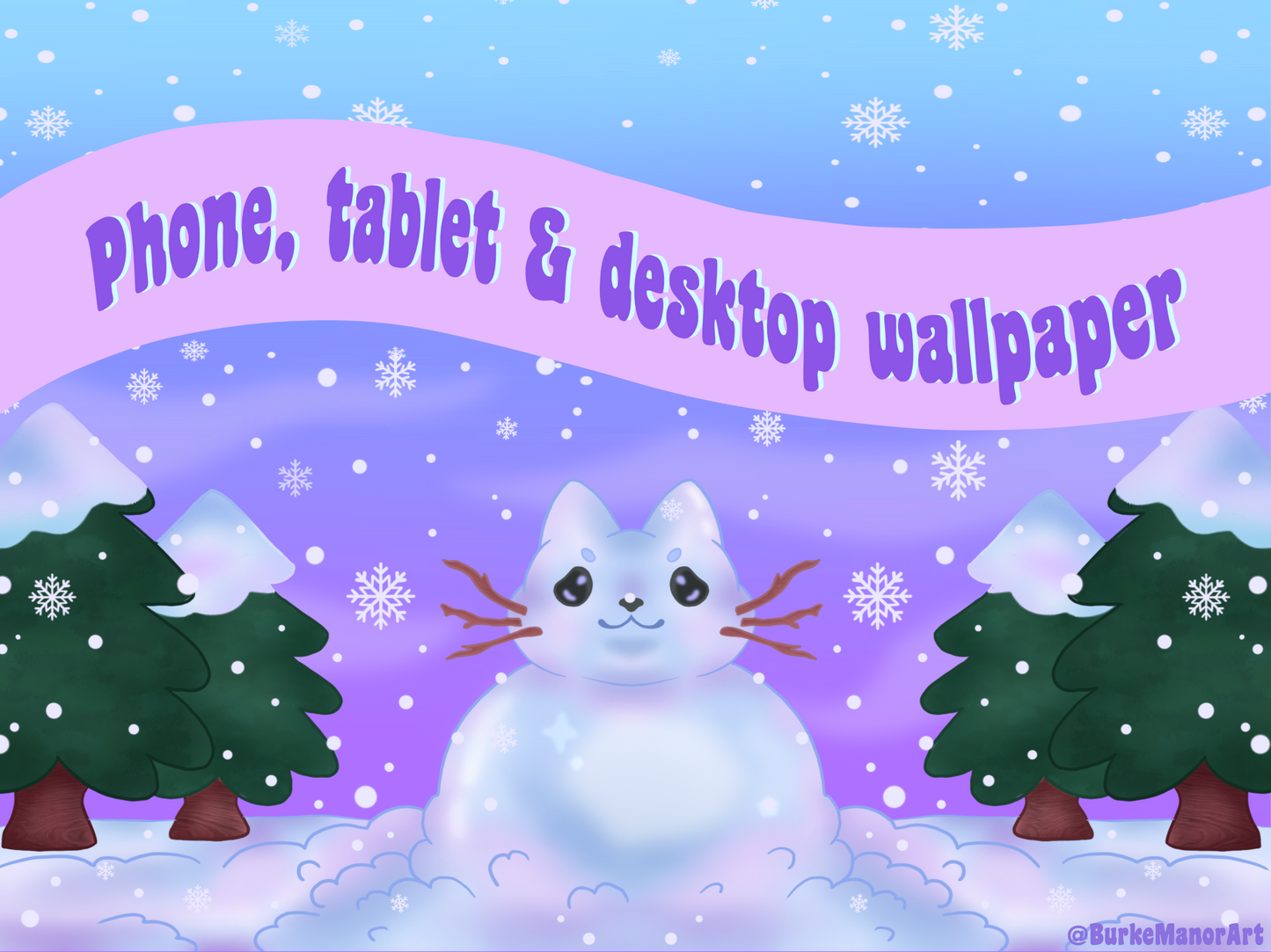 ✦FREE✦ Winter snow cat wallpaper