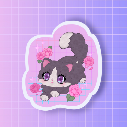 Peony cat sticker