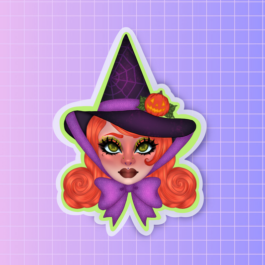 Spider witch sticker