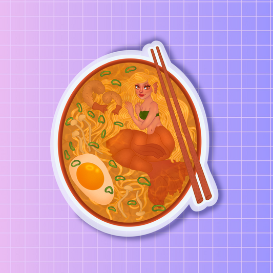 Shrimp ramen mermaid sticker