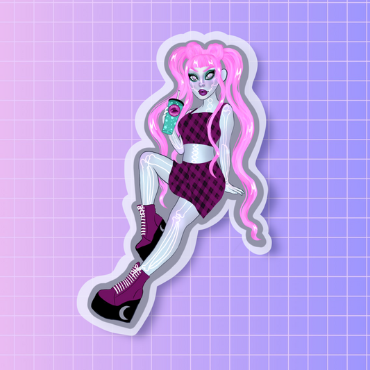 Bubblegum skull girl sticker
