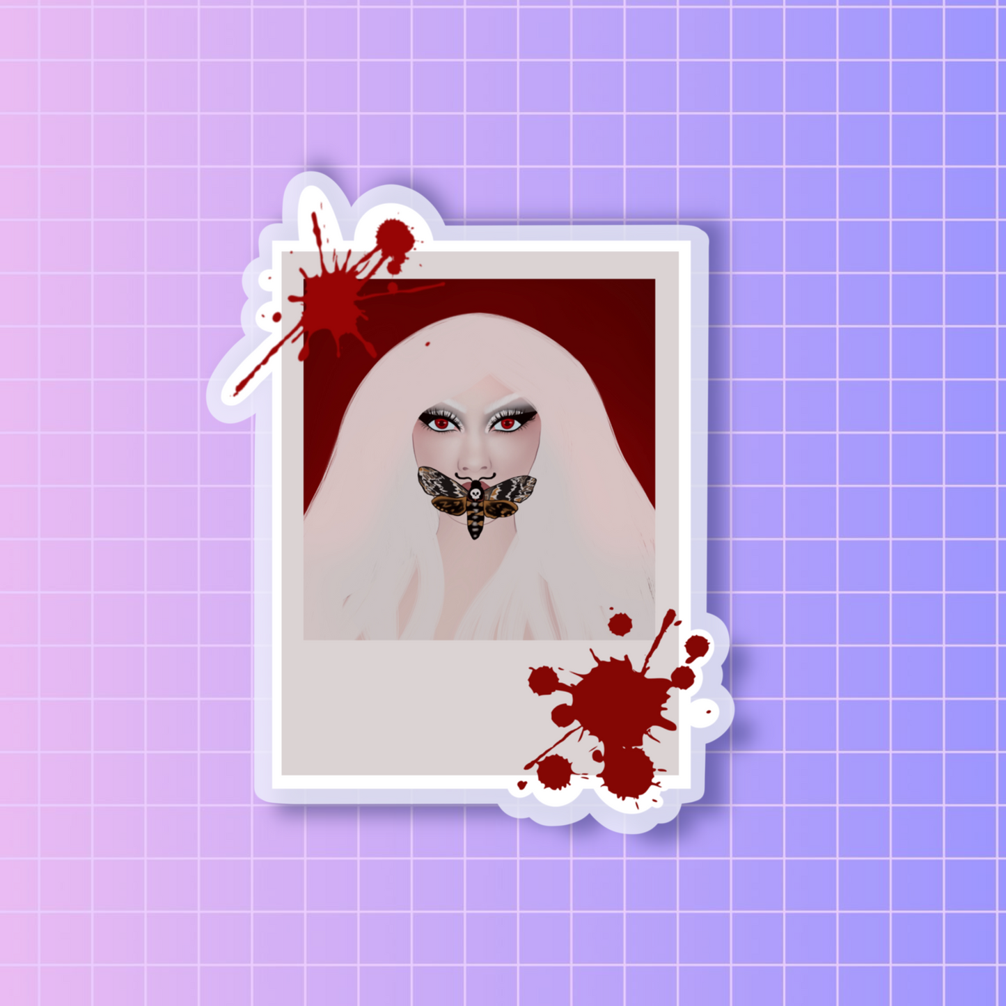Death moth polaroid sticker