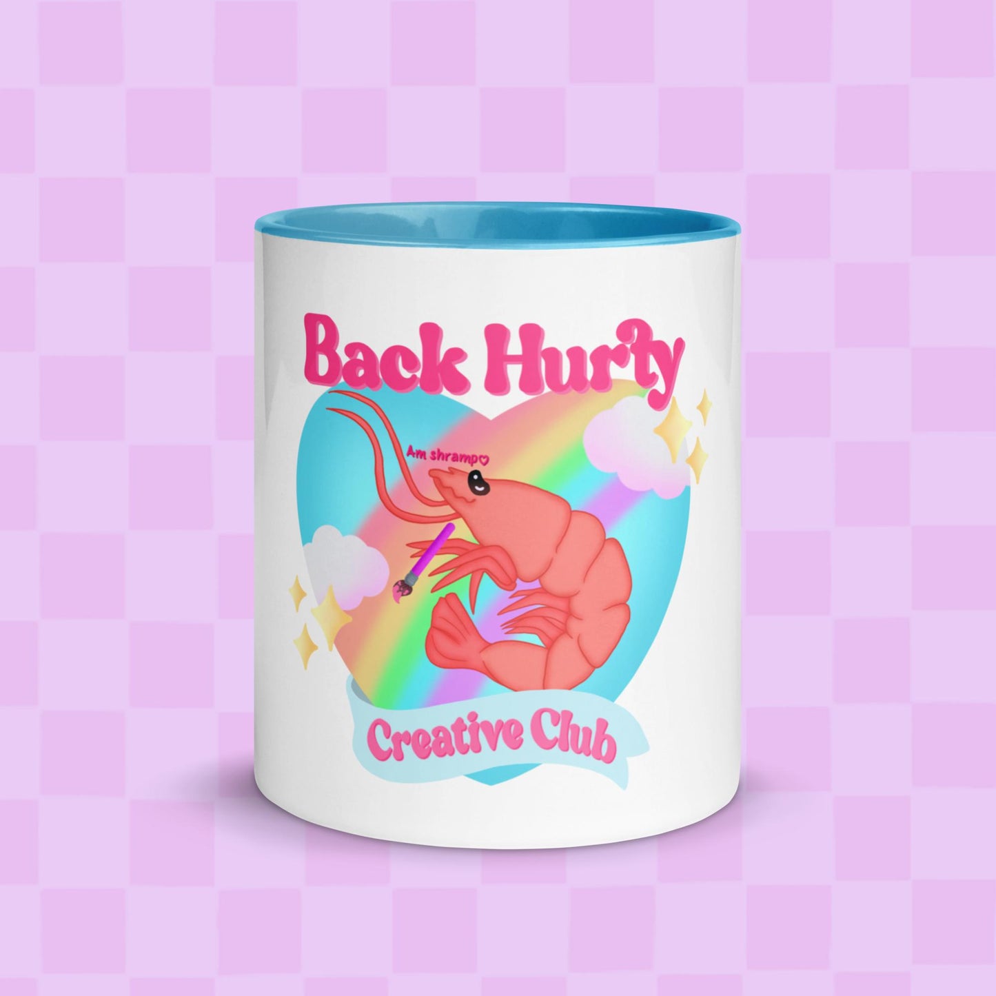 Back hurty mug with color inside