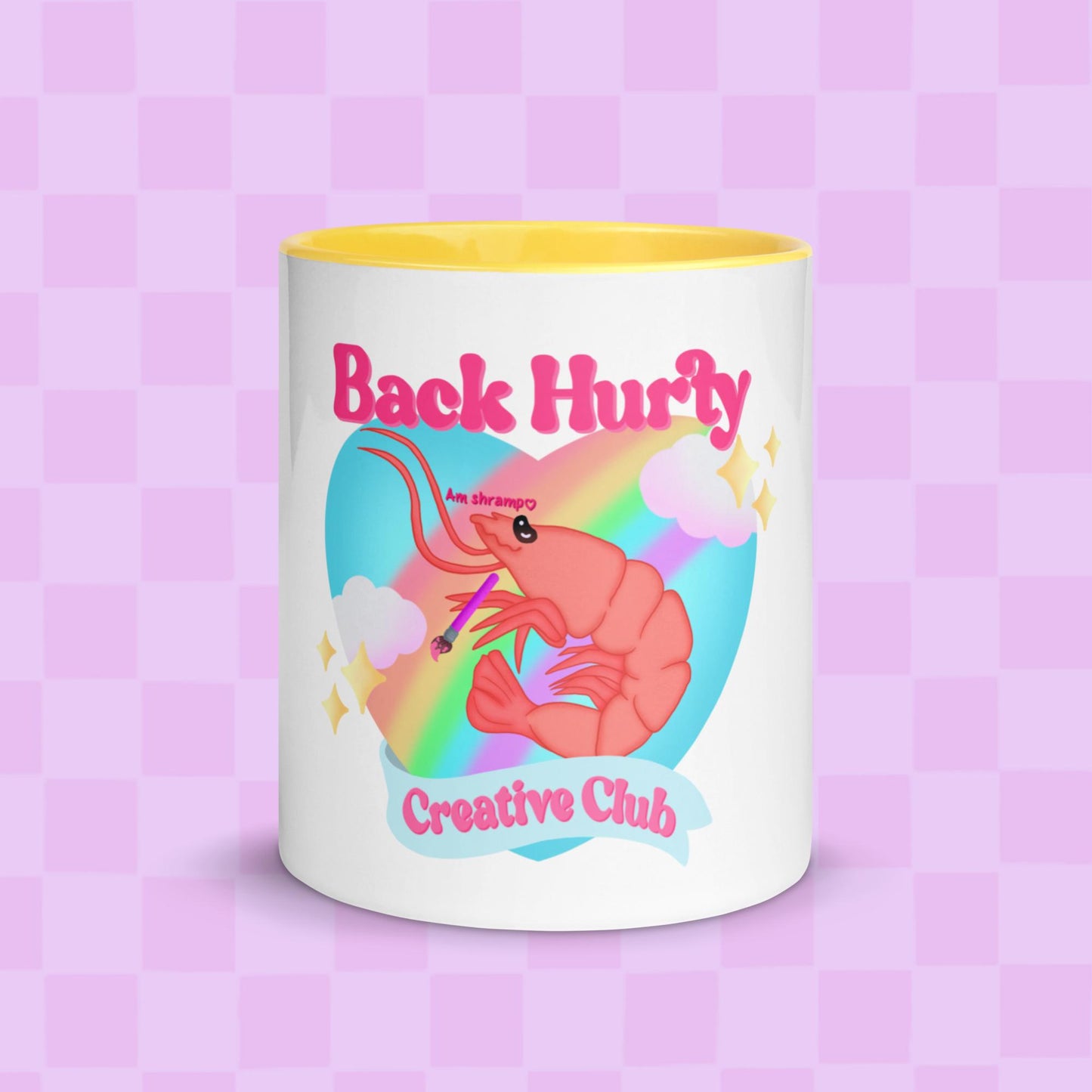 Back hurty mug with color inside
