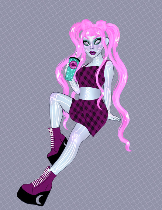 Bubblegum skull girl print
