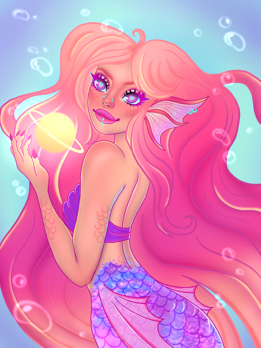 Coral mermaid print